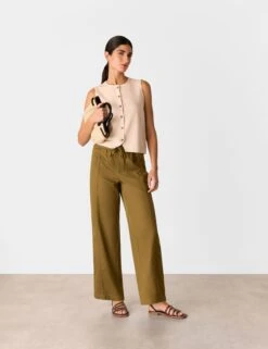 Whistles Lyocell Rich Paperbag Straight Leg Trousers -Marksandspencer Sale Store Lyocell Rich Paperbag Straight Leg Trousers 2