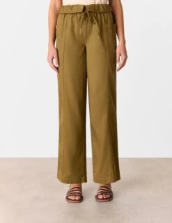 Whistles Lyocell Rich Paperbag Straight Leg Trousers