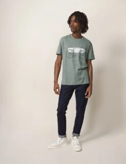 WHITE STUFF Pure Cotton Bike Graphic Crew Neck T-Shirt -Marksandspencer Sale Store MS 10 T19 2051 J4 X EC 3