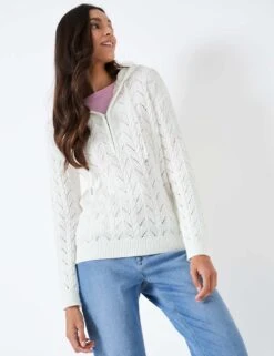 Pure Cotton Knitted Half Zip Hoodie -Marksandspencer Sale Store MS 10 T19 8115S Z0 X EC 1