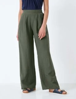 Linen Blend Pleat Front Wide Leg Trousers -Marksandspencer Sale Store MS 10 T19 8141E KH X EC 1
