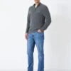 Pure Cotton Ribbed Half Zip Jumper