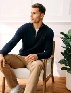 Pure Cotton Half Zip Jumper -Marksandspencer Sale Store MS 10 T19 8813S F0 X EC 4