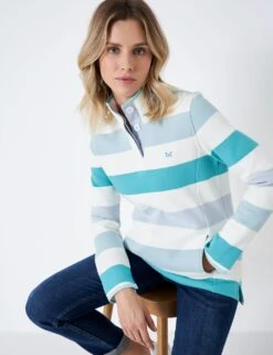 Cotton Rich Striped High Neck Sweatshirt
