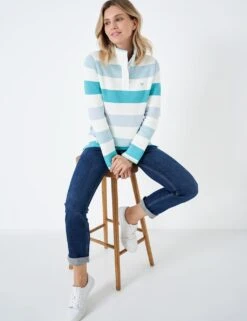 Cotton Rich Striped High Neck Sweatshirt -Marksandspencer Sale Store MS 10 T19 8826E E4 X EC 1