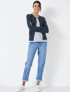 Cotton Blend Crew Neck Button Front Cardigan -Marksandspencer Sale Store MS 10 T19 8829S F0 X EC 1