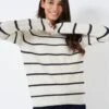 Striped Round Neck Knitted Hoodie -Marksandspencer Sale Store MS 10 T19 8853S Z4 X EC 0
