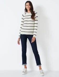 Striped Round Neck Knitted Hoodie -Marksandspencer Sale Store MS 10 T19 8853S Z4 X EC 1