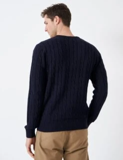 Cotton Blend Textured Crew Neck Jumper -Marksandspencer Sale Store MS 10 T19 8865S F0 X EC 2