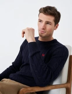 Cotton Blend Textured Crew Neck Jumper -Marksandspencer Sale Store MS 10 T19 8865S F0 X EC 3