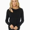 Ribbed Peak Cutout Long Sleeve Top -Marksandspencer Sale Store MS 10 T24 8361S Y0 X EC 0