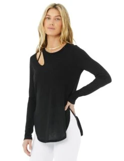 Ribbed Peak Cutout Long Sleeve Top -Marksandspencer Sale Store MS 10 T24 8361S Y0 X EC 2