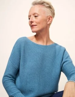 WHITE STUFF Organic Cotton Textured Crew Neck Jumper