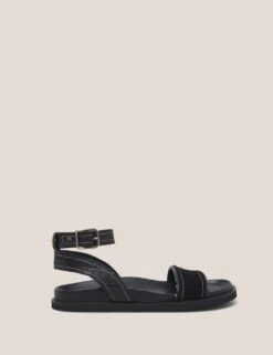 WHITE STUFF Leather Buckle Ankle Strap Flat Sandals