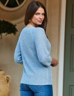 Ribbed V-Neck Relaxed Jumper 5 Ribbed V-Neck Relaxed Jumper -Marksandspencer Sale Store MS 10 T83 4150 E1 X EC 2