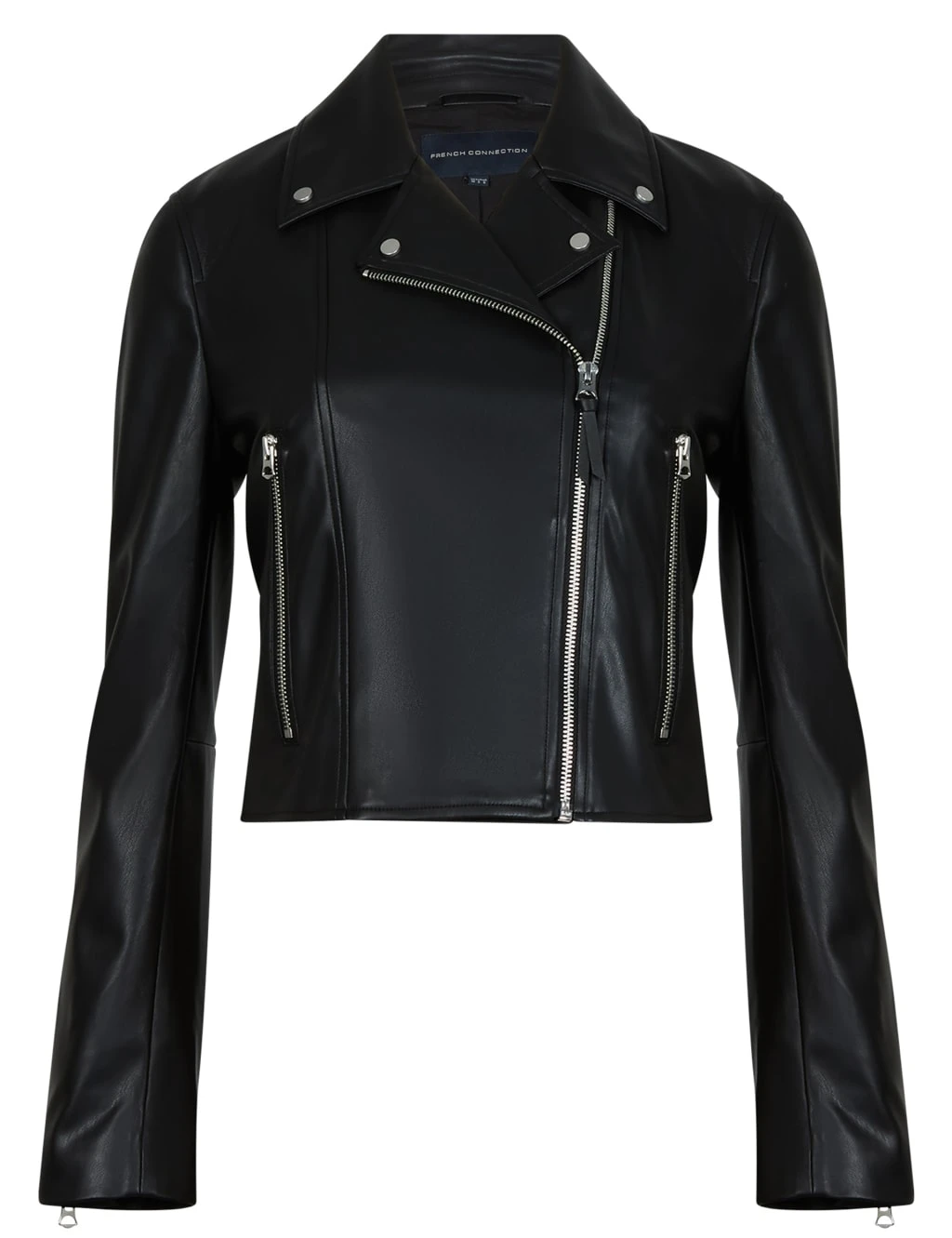 French Connection Faux Leather Cropped Biker Jacket 1 French Connection Faux Leather Cropped Biker Jacket