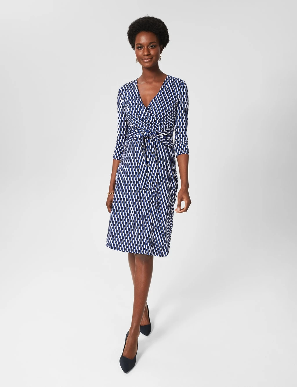 Geometric V-Neck Knee Length Wrap Dress 1 Geometric V-Neck Knee Length Wrap Dress