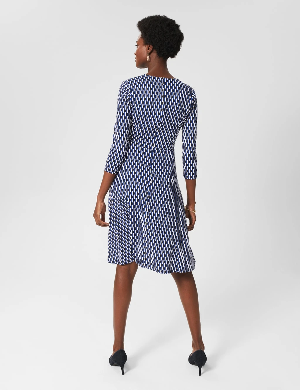 Geometric V-Neck Knee Length Wrap Dress 4 Geometric V-Neck Knee Length Wrap Dress - Image 4