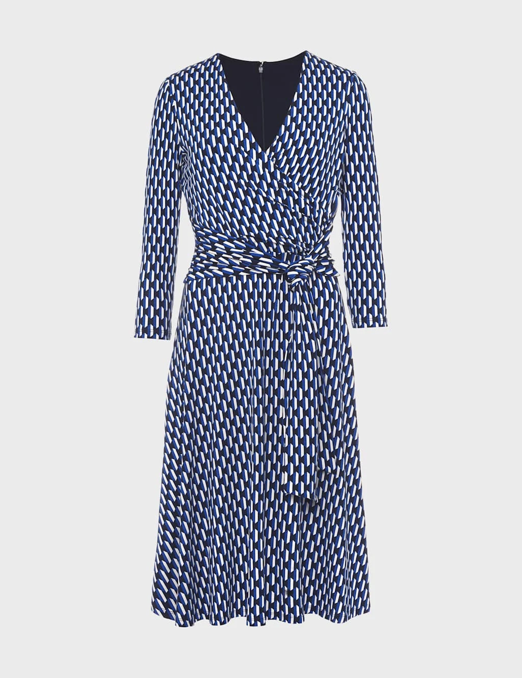 Geometric V-Neck Knee Length Wrap Dress 2 Geometric V-Neck Knee Length Wrap Dress - Image 2