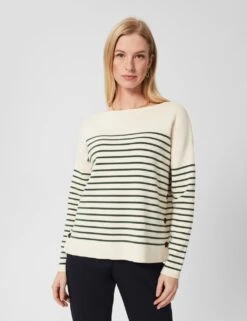 Cotton Rich Striped Slash Neck Jumper