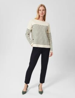 Cotton Rich Striped Slash Neck Jumper -Marksandspencer Sale Store MS 10 T83 8151T K4 X EC 1