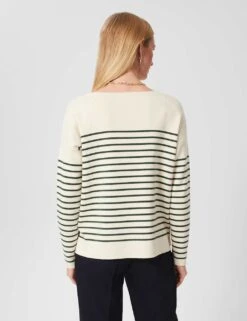 Cotton Rich Striped Slash Neck Jumper -Marksandspencer Sale Store MS 10 T83 8151T K4 X EC 3