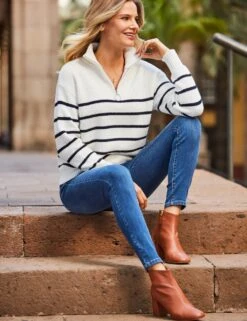 Cotton Rich Striped Collared Jumper -Marksandspencer Sale Store MS 10 T83 8250S E4 X EC 2