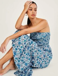 MONSOON Pure Cotton Floral Bandeau Midi Dress -Marksandspencer Sale Store MS 10 T83 8252T E4 X EC 1