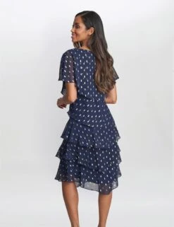 Chiffon Foil V-Neck Tiered Dress -Marksandspencer Sale Store MS 10 T83 8276T F4 X EC 2