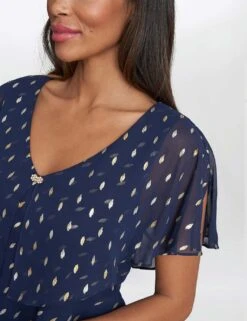 Chiffon Foil V-Neck Tiered Dress -Marksandspencer Sale Store MS 10 T83 8276T F4 X EC 3