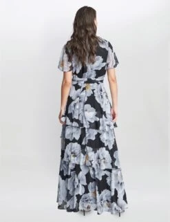 Chiffon Floral V-Neck Maxi Tiered Wrap Dress -Marksandspencer Sale Store MS 10 T83 8304T Y4 X EC 1