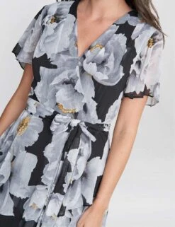 Chiffon Floral V-Neck Maxi Tiered Wrap Dress -Marksandspencer Sale Store MS 10 T83 8304T Y4 X EC 3