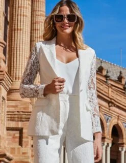 Slim Lace Single Breasted Blazer -Marksandspencer Sale Store MS 10 T83 8313T KY X EC 4