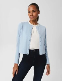 Cotton Rich Crew Neck Cardigan -Marksandspencer Sale Store MS 10 T83 8323T E0 X EC 1