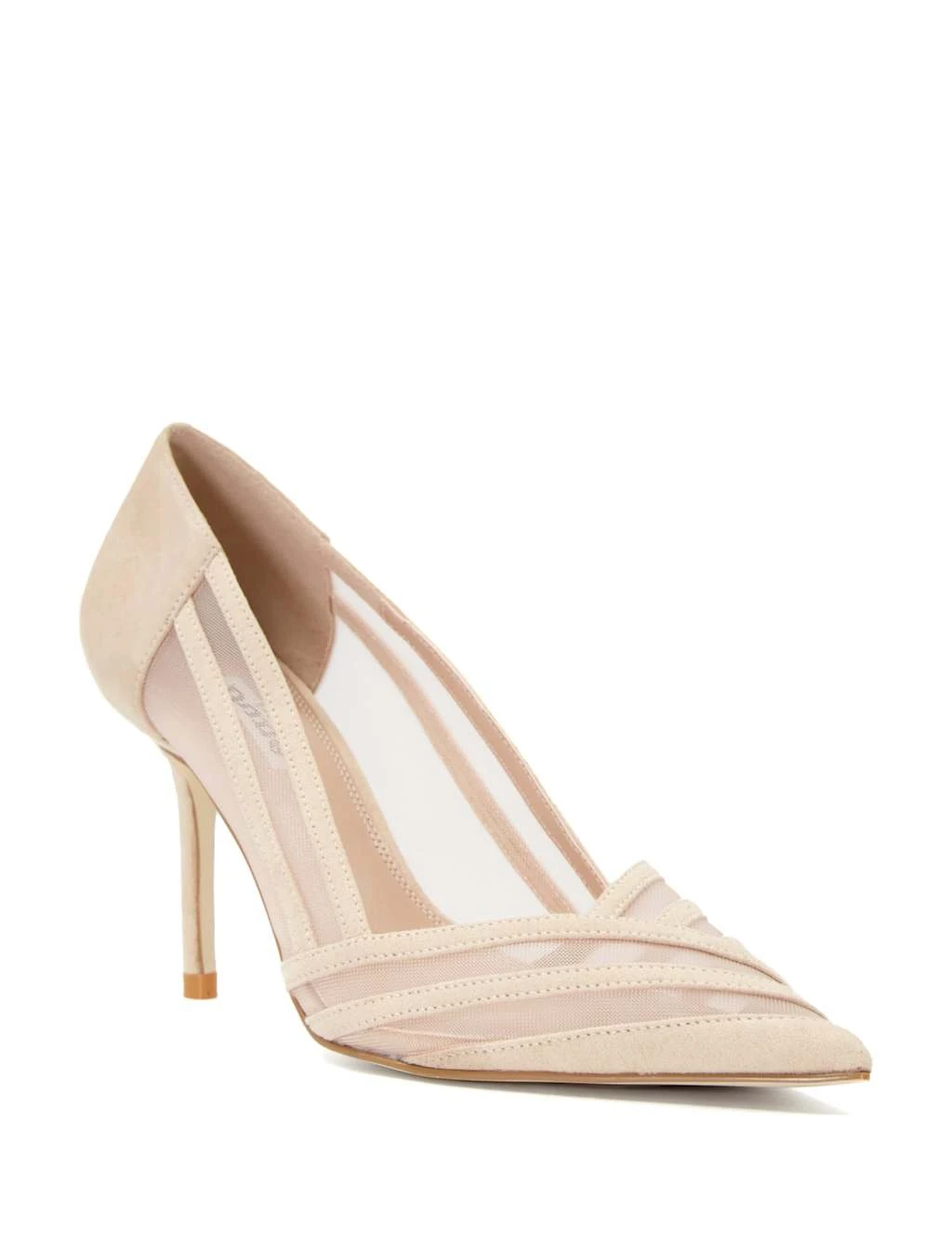Dune London Suede Mesh Detail Stiletto Heel Court Shoes 2 Dune London Suede Mesh Detail Stiletto Heel Court Shoes - Image 2