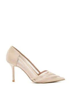 Dune London Suede Mesh Detail Stiletto Heel Court Shoes
