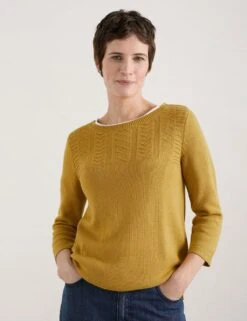 Pure Cotton Textured Round Neck Jumper -Marksandspencer Sale Store MS 10 T83 8385T R0 X EC 1