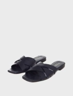 Leather Crossover Flat Square Toe Mules -Marksandspencer Sale Store MS 10 T83 8525T F0 X EC 1