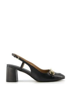Dune London Leather Block Heel Slingback Shoes