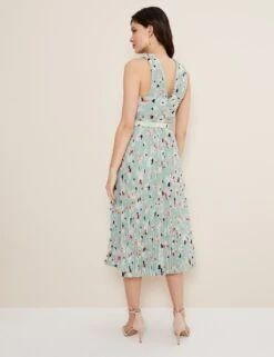 Floral Belted Pleated Midi Waisted Dress -Marksandspencer Sale Store MS 10 T83 8773T J4 X EC 2