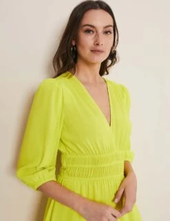 V-Neck Midi Waisted Dress -Marksandspencer Sale Store MS 10 T83 8789T R0 X EC 3