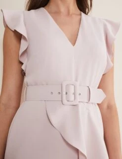 V-Neck Belted Ruffle Maxi Waisted Dress -Marksandspencer Sale Store MS 10 T83 8816T A1 X EC 1