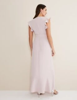 V-Neck Belted Ruffle Maxi Waisted Dress -Marksandspencer Sale Store MS 10 T83 8816T A1 X EC 2