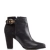 Dune London Leather Buckle Block Heel Ankle Boots -Marksandspencer Sale Store MS 10 T83 8829S Y0 X EC 90
