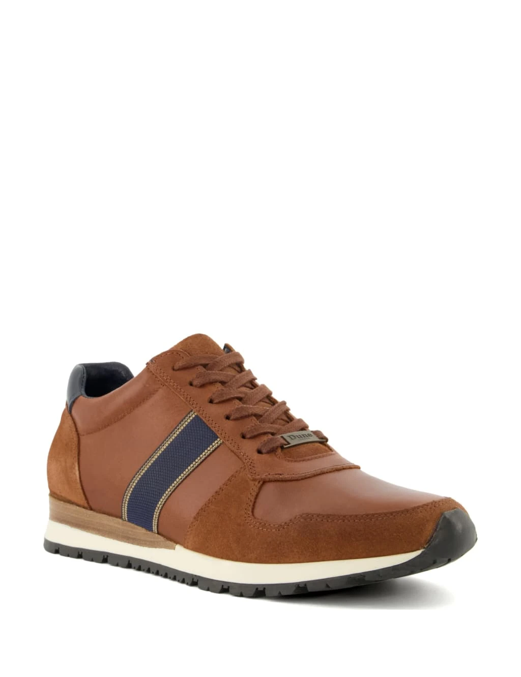 Dune London Leather Lace Up Stripe Trainers 2 Dune London Leather Lace Up Stripe Trainers - Image 2