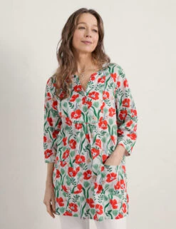 Organic Cotton Floral Relaxed Tunic -Marksandspencer Sale Store MS 10 T83 8843T ZZ X EC 1