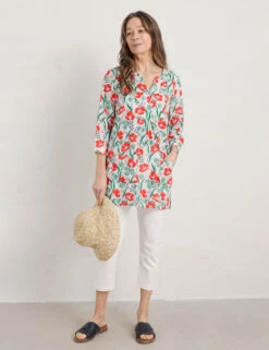 Organic Cotton Floral Relaxed Tunic -Marksandspencer Sale Store MS 10 T83 8843T ZZ X EC 2