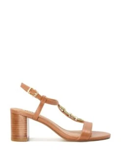 Dune London Leather Ankle Strap Block Heel Sandals