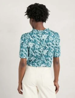 Cotton Blend Floral Frill Detail Top -Marksandspencer Sale Store MS 10 T83 8895T XT X EC 2