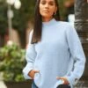Ribbed High Neck Button Detail Jumper -Marksandspencer Sale Store MS 10 T83 9092S QE X EC 0